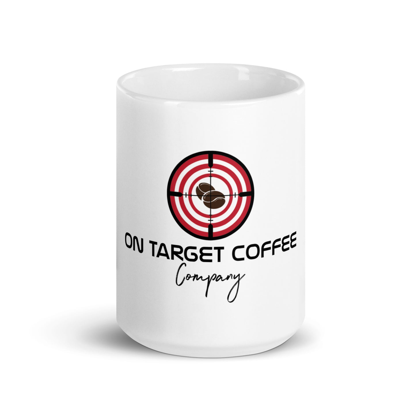 On Target Coffee White Glossy Mug